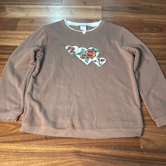 Vintage comfort corner 90s grandma heart embroidered sweatshirt - Picture 3 of 9